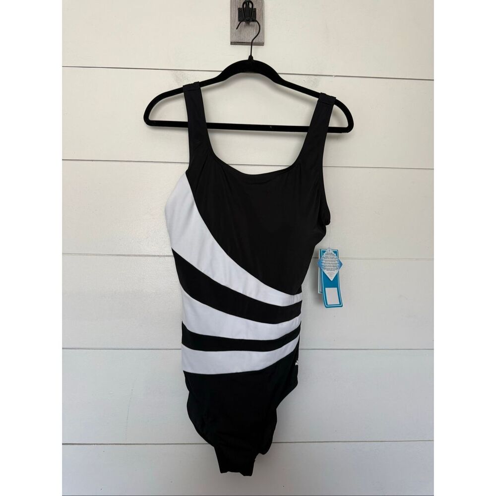 Aquabelle Swim Women’s 18W Black White One Piece New